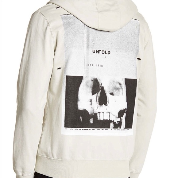 SUSHI RADIO Untold distressed hoodie men’s Large - Picture 1 of 8